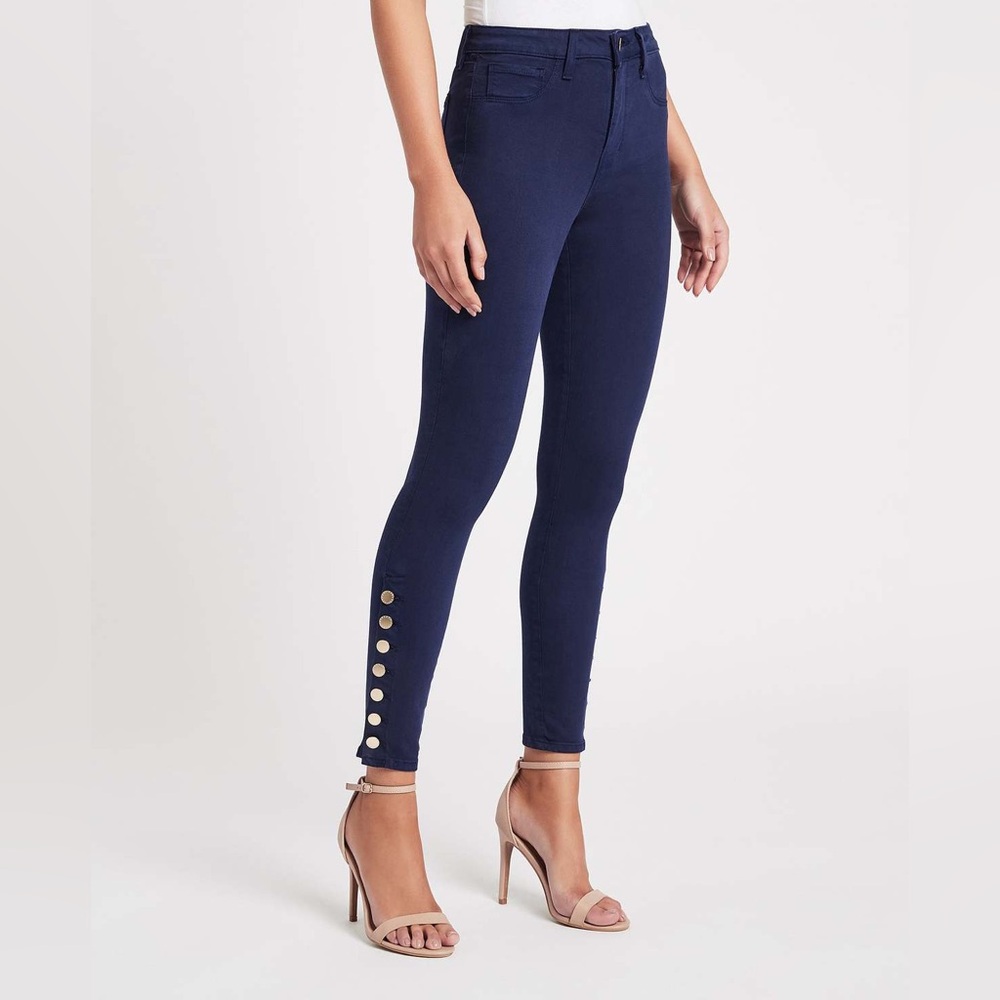 L’AGENCE Piper High Rise Skinny Navy Blue Colonial Button Pants
